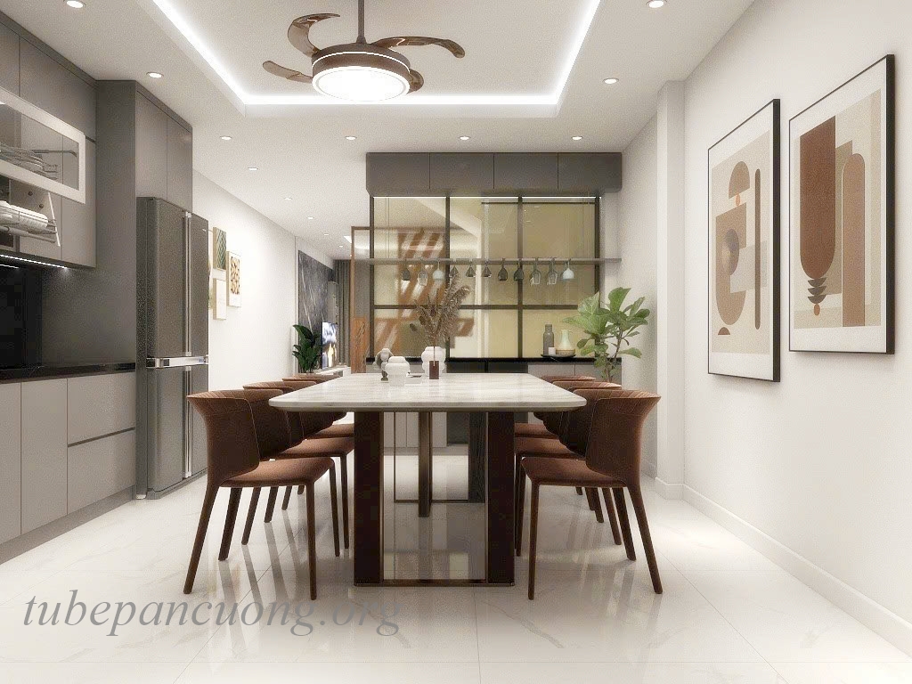 Tủ bếp gỗ nhựa cánh acrylic màu xám ghi